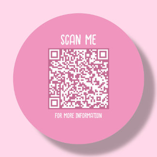 Pink | Business QR Code Scannable Runder Aufkleber
