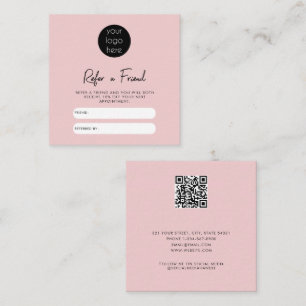 Pink Business Refer A Friend Empfehlungs Loyalität Quadratische Visitenkarte