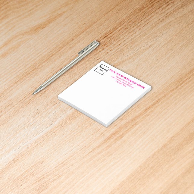 Pink Business Schriftart White Square Beitrag Post-it Klebezettel (Build brand name awareness. Pink texts of your business brand on heading of square post it note.)
