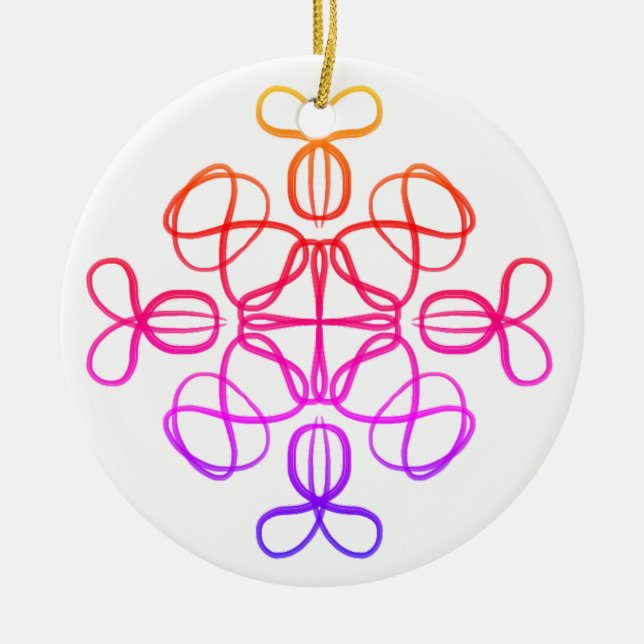 Pink Busy Bee Doodle Mandala #18 Keramik Ornament (Vorne)