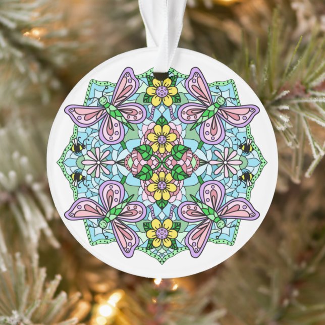 Pink Butterfats Mandala Weihnachten Ornament (Baum)
