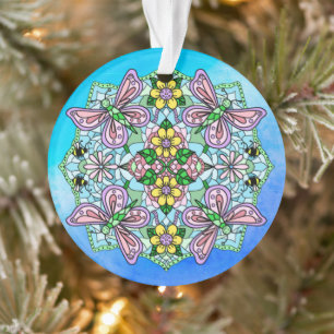 Pink Butterfats Mandala Weihnachten Ornament