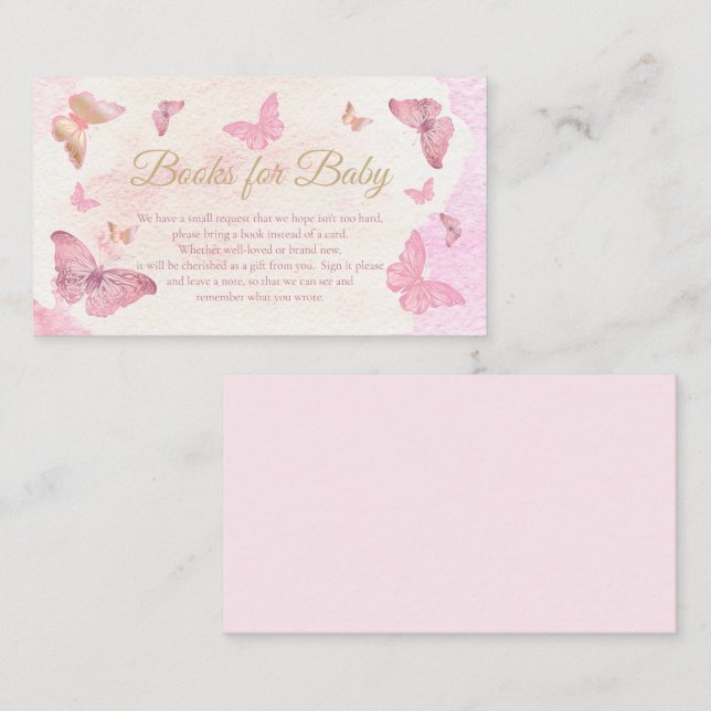 Pink Butterfells Baby Shower Books for Baby Begleitkarte (Vorne/Hinten)