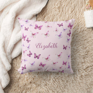 Pink Butterfells Pattern Individuelle Name Kissen