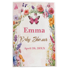 Pink Butterflies Babydusche Blumengarten Mittlere Geschenktüte