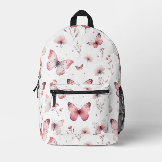 Pink Butterflies  Bedruckter Rucksack (Vorderseite)