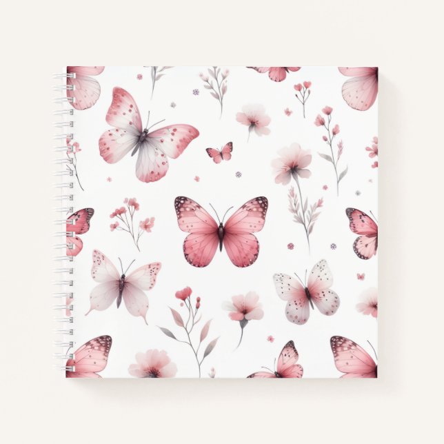 Pink Butterflies  Notizbuch (Vorderseite)
