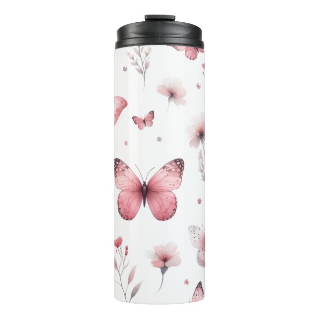 Pink Butterflies  Thermosbecher (Vorderseite)
