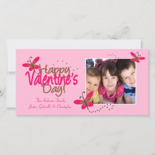 PINK Butterflies Valentinstag Feiertagskarte