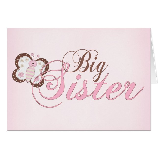 Pink Butterfly 2 Big Sister Blank Card (Vorderseite (Horizontal))