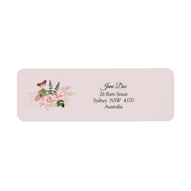 Pink Butterfly Address Labels (Vorne)