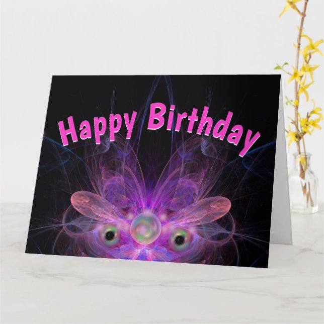 Pink Butterfly Angel Happy Birthday BIG Card Karte (Gelbe Blume)