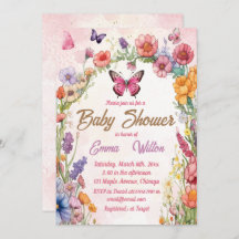 Pink Butterfly Baby Dusche Blumengarten