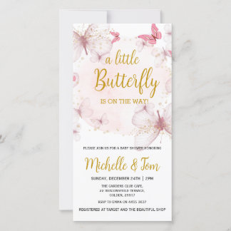 Pink Butterfly Baby Dusche Einladung