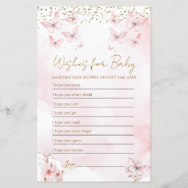 Pink Butterfly Baby Dusche Wünsche für Baby Game