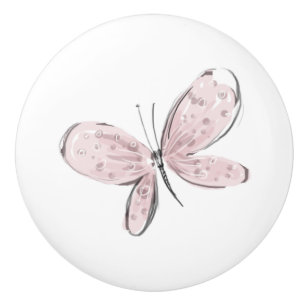 Pink Butterfly Baby Girl Pull Keramikknauf