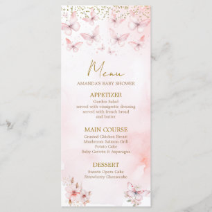 Pink Butterfly Baby Shower Girl Baby Dusche Menükarte