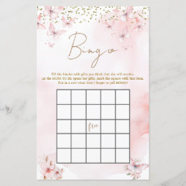 Pink Butterfly Baby Shower Girl Bingo Game