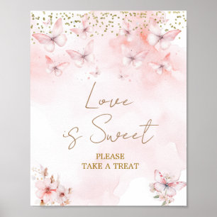 Pink Butterfly Baby Shower Girl Liebe ist süß Poster