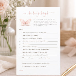 Pink Butterfly Baby Shower Spiel Umfrage Sagt Spie