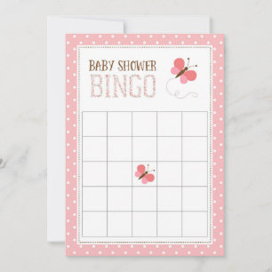 Pink Butterfly Babydusche Bingo-Karte