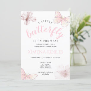 Pink Butterfly Babydusche Girl Einladung