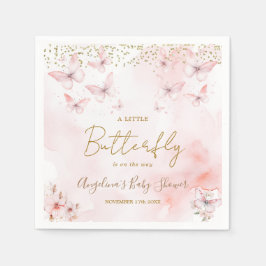 Pink Butterfly Babydusche Girl Paper Serviette