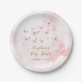 Pink Butterfly Babydusche Girl Pappteller