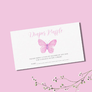 Pink Butterfly Babydusche Windeln Raffle Ticket Begleitkarte