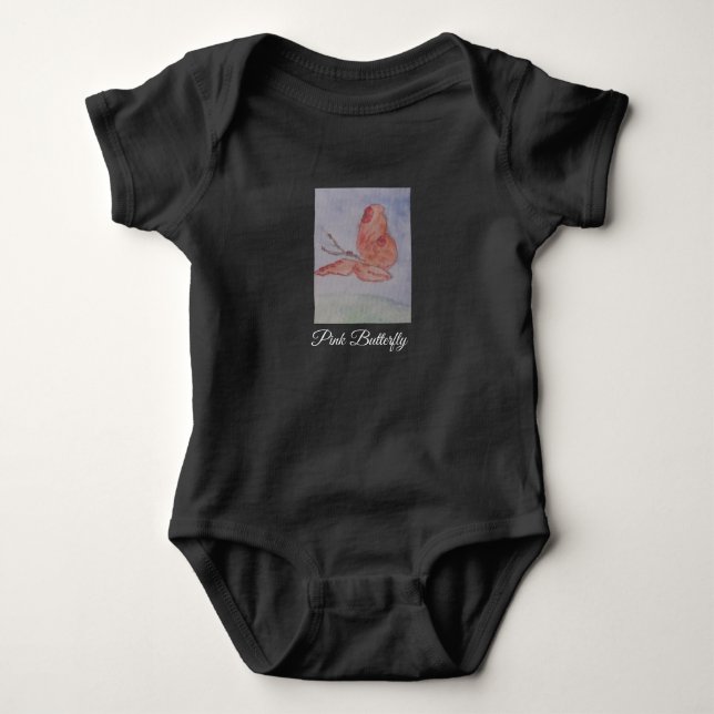 Pink Butterfly Bodysuit Baby Strampler (Vorderseite)