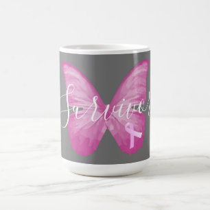 Pink Butterfly Brustkrebs Überleben Kaffeetasse
