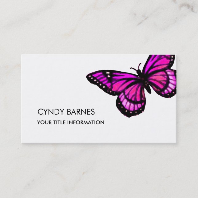 Pink Butterfly Business Card Visitenkarte (Vorderseite)