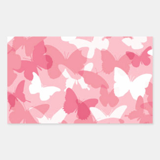 Pink Butterfly Camouflage Rechteckiger Aufkleber