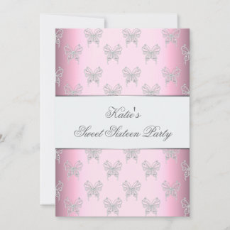 Pink Butterfly Classy 16 . Geburtstag Party Einladung