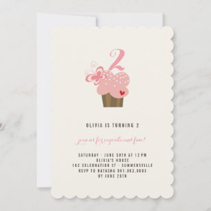 Pink Butterfly Cupcake Girl Geburtstagsparty Einla Einladung