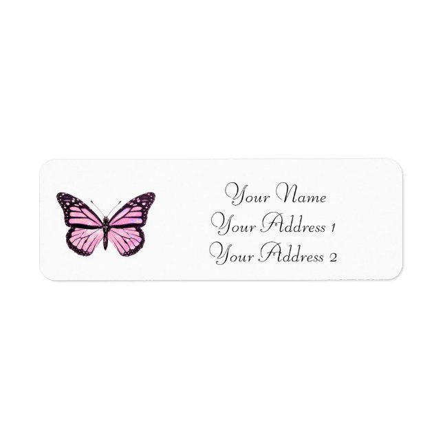 Pink Butterfly Custom Address Labels (Vorne)