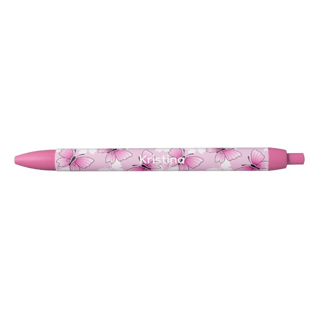 Pink Butterfly Cute Kawaii Personalized Pen Kugelschreiber (Vorderseite)