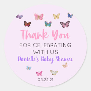 Pink Butterfly Danke Baby Dusche Gefallen Sticker