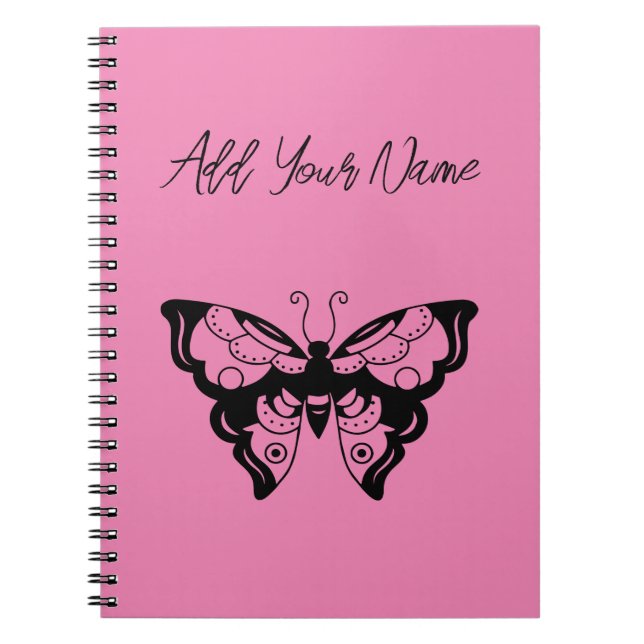 Pink Butterfly - Erstellen Sie Ihr eigenes Noteboo Notizblock (Vorderseite)