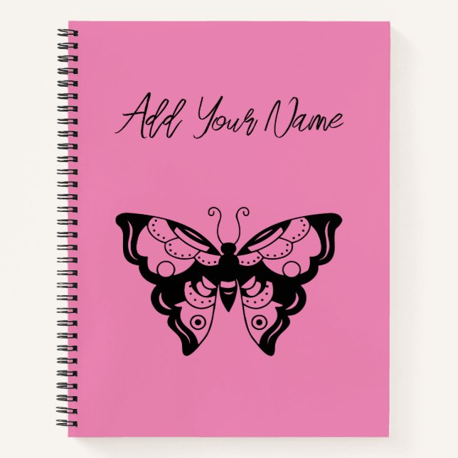 Pink Butterfly - Erstellen Sie Ihr eigenes Noteboo Notizbuch (Vorderseite)