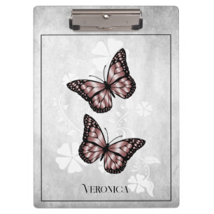Pink Butterfly Floral Clipboard Klemmbrett