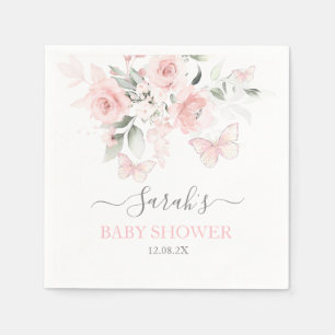 Pink Butterfly Floral Napkins Serviette