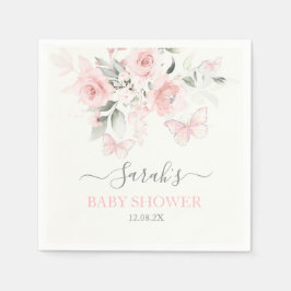 Pink Butterfly Floral Napkins Serviette