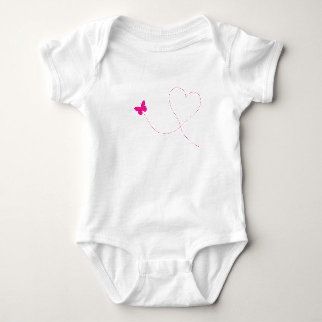 Pink Butterfly Flying Baby Bodysuit Strampler (Vorderseite)
