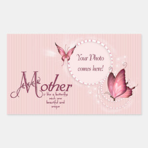 Pink Butterfly Foto Template Rectangle Aufkleber