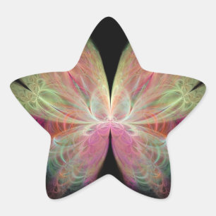 Pink Butterfly-Fraktal Stern-Aufkleber