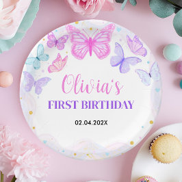 Pink Butterfly Geburtstag Pappteller