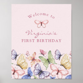 Pink Butterfly Geburtstag Poster
