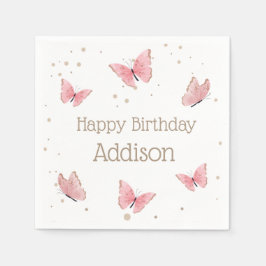 Pink Butterfly Geburtstag Serviette