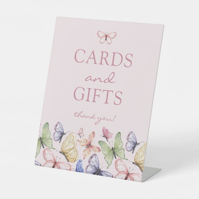 Pink Butterfly Geburtstag Sockelschild (Vorderseite)